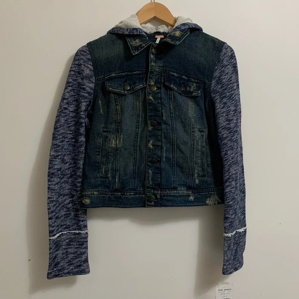 free people Knit Hooded Denim Jacket - Picture 2 of 5